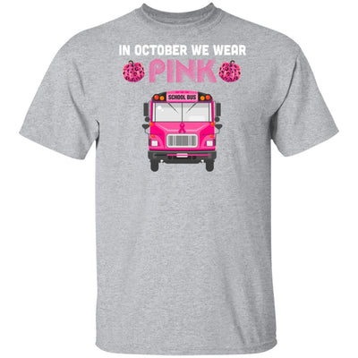 In October We Wear Pink School Bus Pumpkin Breast Cancer-T-Shirt & Hoodie-Classic T-Shirt-Sport Grey