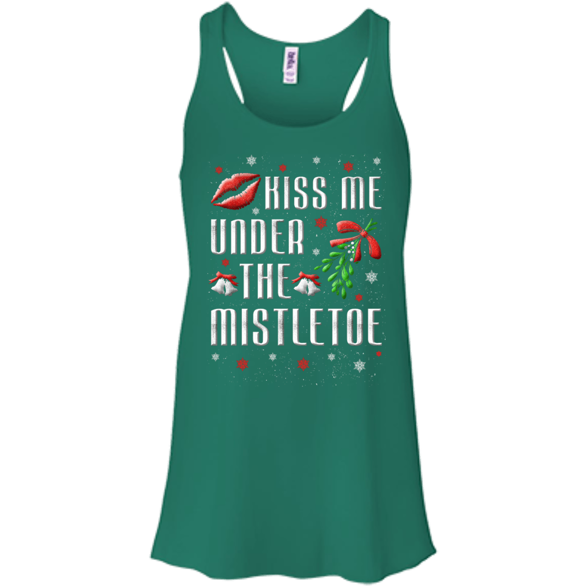 Kiss Me Under The Mistletoe-T-Shirt & Hoodie-Women's Flowy Racerback Tank-Kelly
