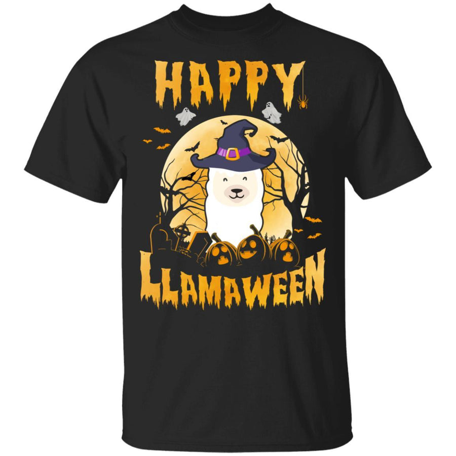 Halloween Llama Witch Costume Happy Llamaween-T-Shirt & Tank Top-Classic T-Shirt-Black
