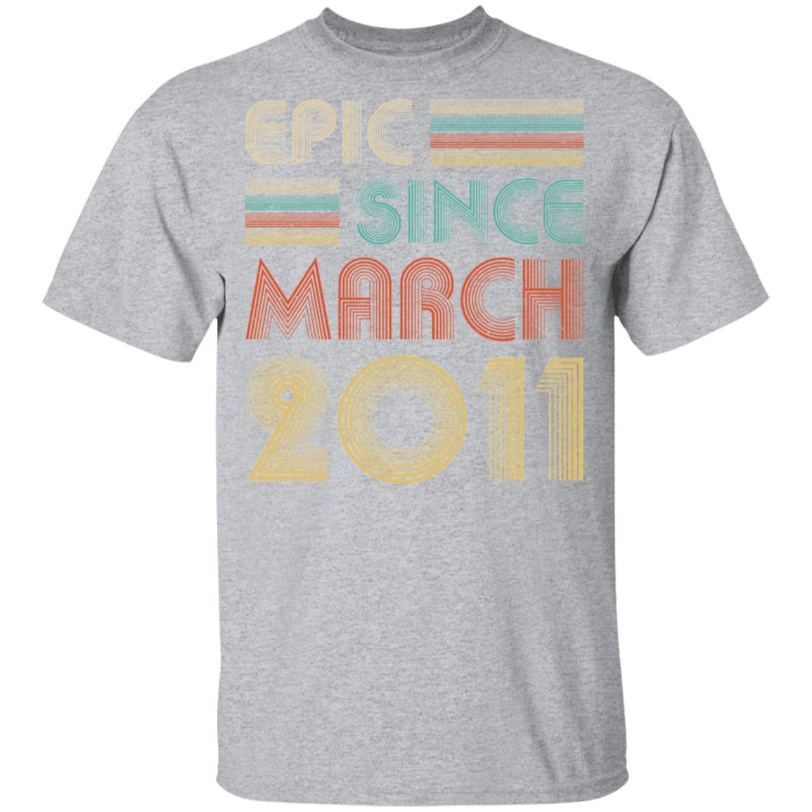 Epic Since March 2011 Vintage 10th Birthday Gifts Youth-Youth Shirt-Youth T-Shirt-Sport Grey