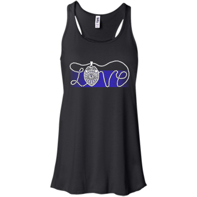 Love Thin Blue Line-T-Shirt & Hoodie-Women's Flowy Racerback Tank-Black