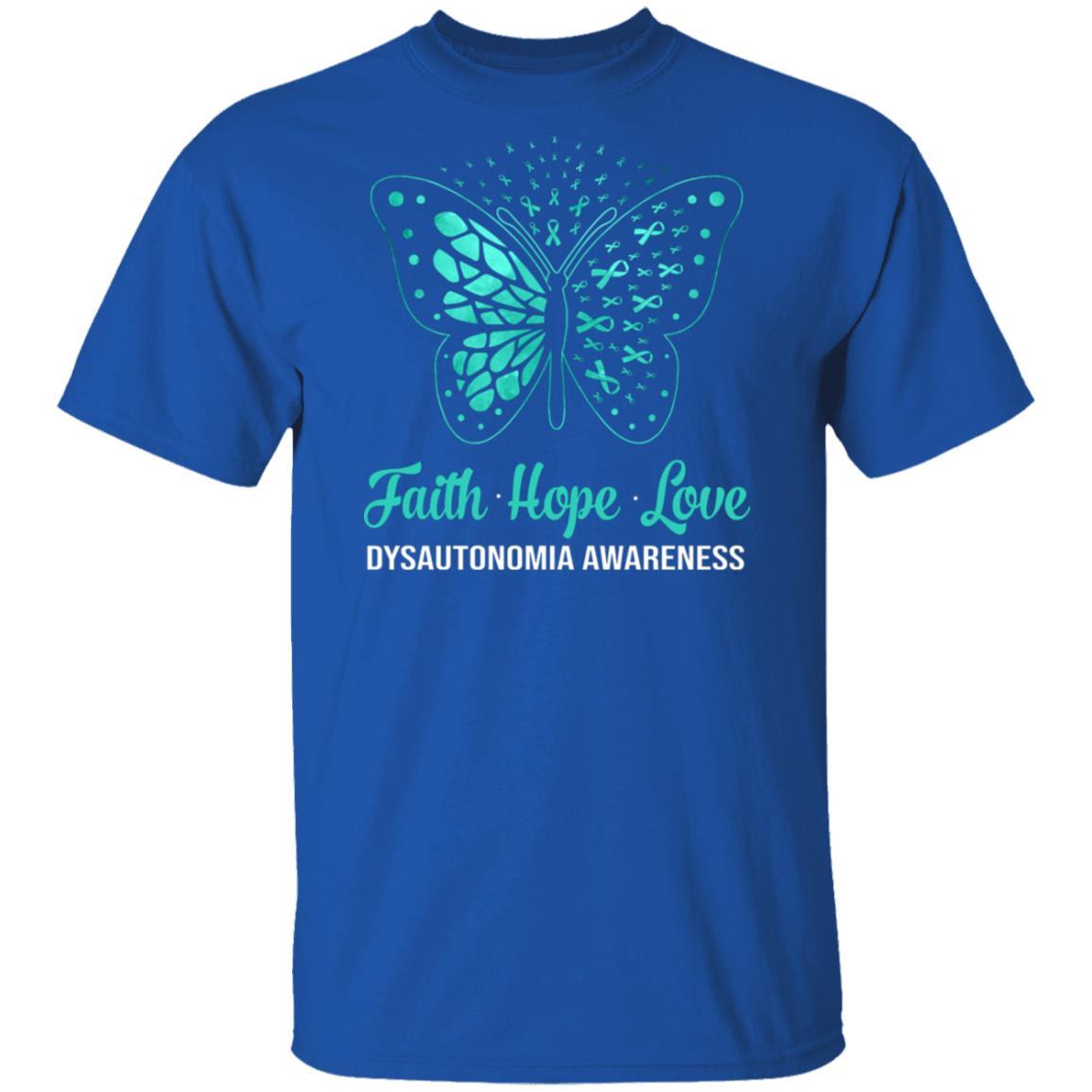 Faith Hope Love Turquoise Butterfly Dysautonomia Awareness-T-Shirt & Hoodie-Classic T-Shirt-Royal