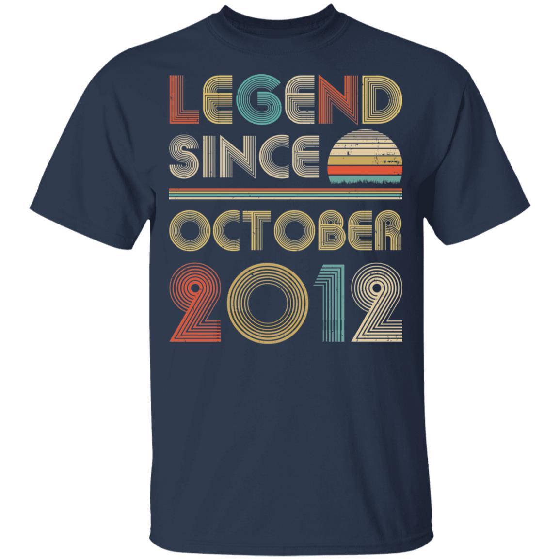 Legend Since October 2012 Vintage 9th Birthday Gifts Youth-Youth Shirt-Youth T-Shirt-Navy