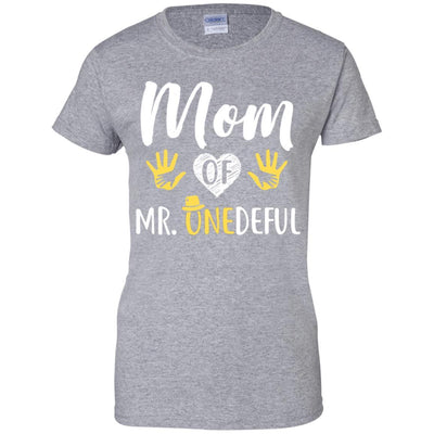 Funny Mom Of Mr. Onederful Wonderful 1st Birthday Boy-T-Shirt & Hoodie-Women's T-Shirt-Sport Grey