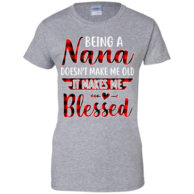 Red Plaid Funny Being A Nana Doesn't Make Me Old-T-Shirt & Hoodie-Women's T-Shirt-Sport Grey