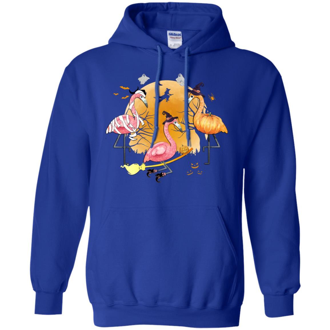 Flamingo Lover Funny Pumpkin Halloween Party-T-Shirt & Hoodie-Pullover Hoodie-Royal
