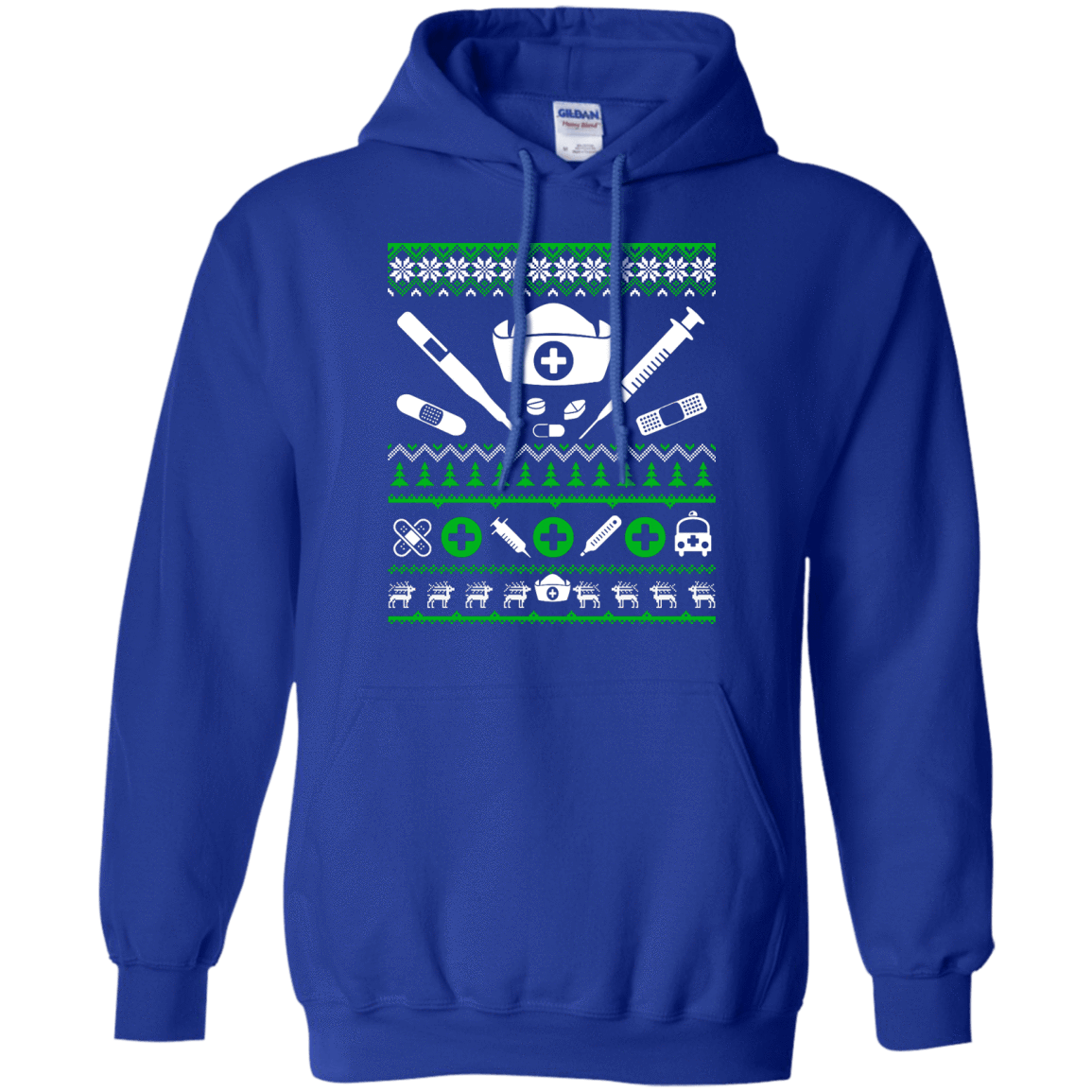 Nurse Christmas Sweater-T-Shirt & Hoodie-Pullover Hoodie-Royal