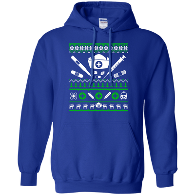 Nurse Christmas Sweater-T-Shirt & Hoodie-Pullover Hoodie-Royal