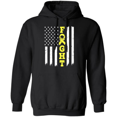 Sarcoma Awareness American Flag Distressed-T-Shirt & Hoodie-Pullover Hoodie-Black