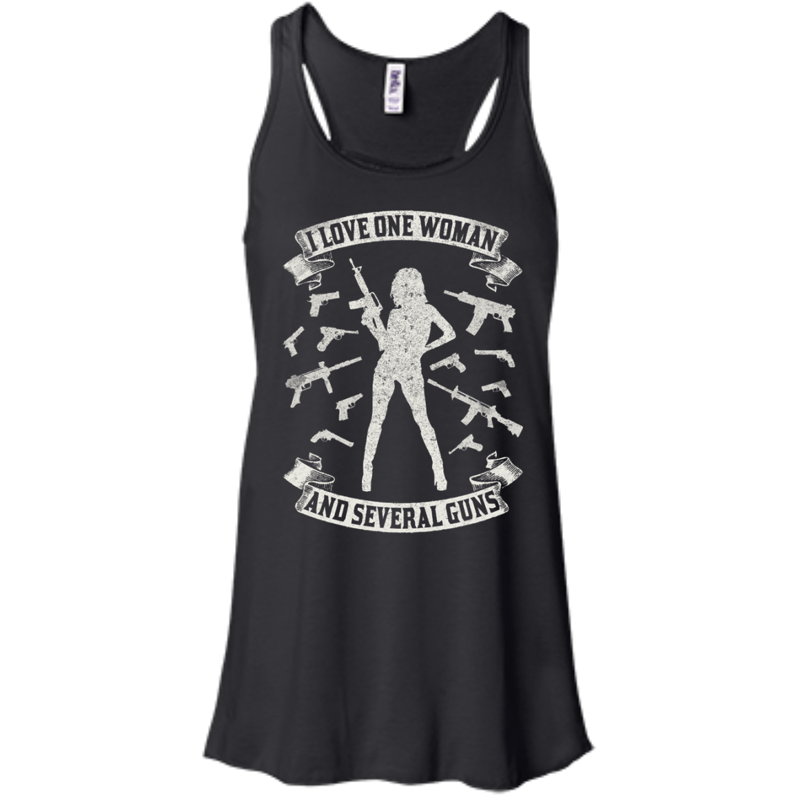I Love One Woman And Several Guns-T-Shirt & Hoodie-Women's Flowy Racerback Tank-Black