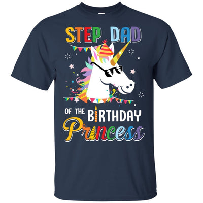 Step Dad Of The Unicorn Birthday Princess-T-Shirt & Hoodie-Classic T-Shirt-Navy