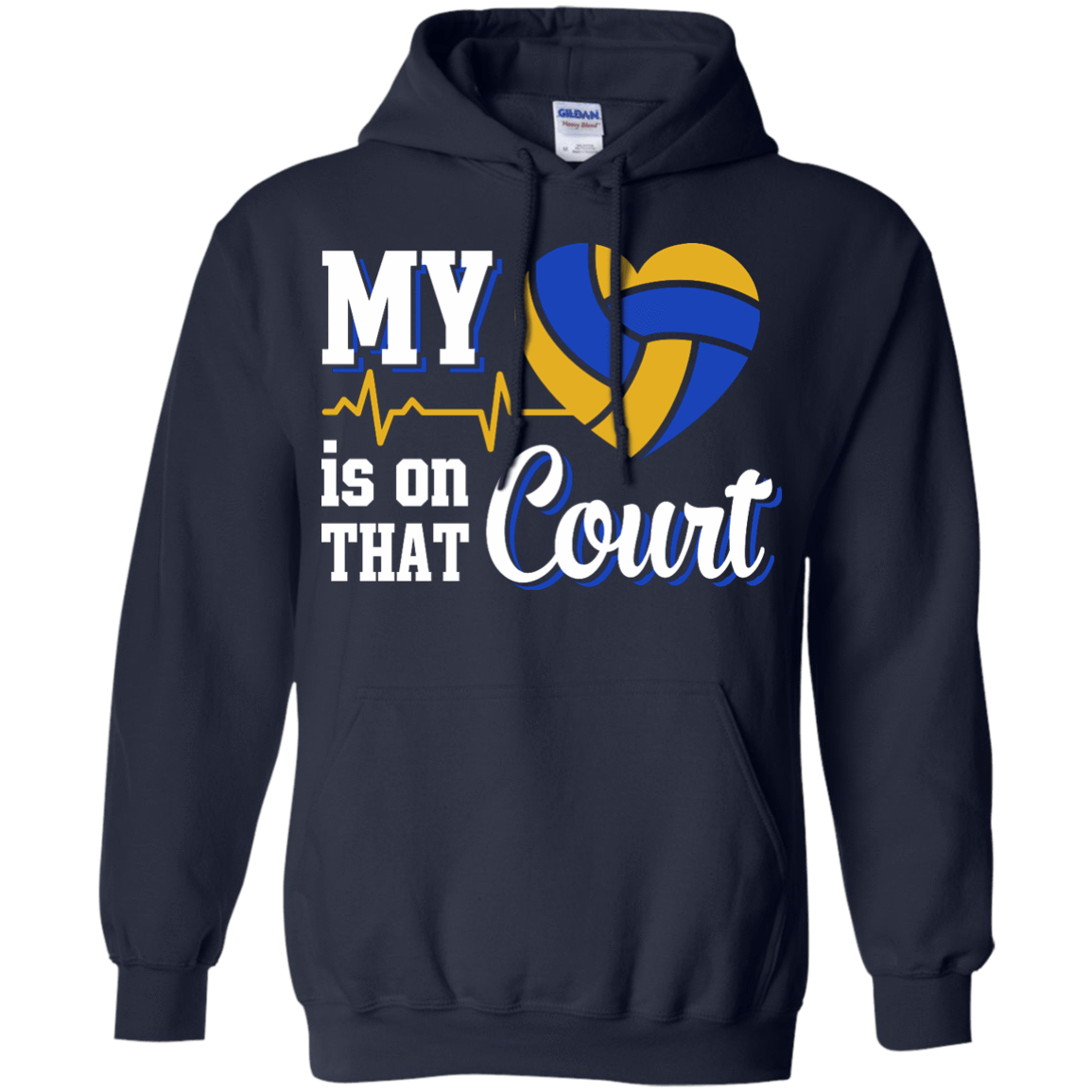 My Heart Is On That Court Volleyball T Shirt-T-Shirt & Hoodie-Pullover Hoodie-Navy
