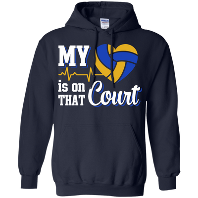 My Heart Is On That Court Volleyball T Shirt-T-Shirt & Hoodie-Pullover Hoodie-Navy