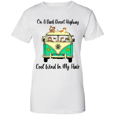 On A Dark Desert Highway Cat Feel Cool Wind In My Hair-T-Shirt & Tank Top-Women's T-Shirt-White