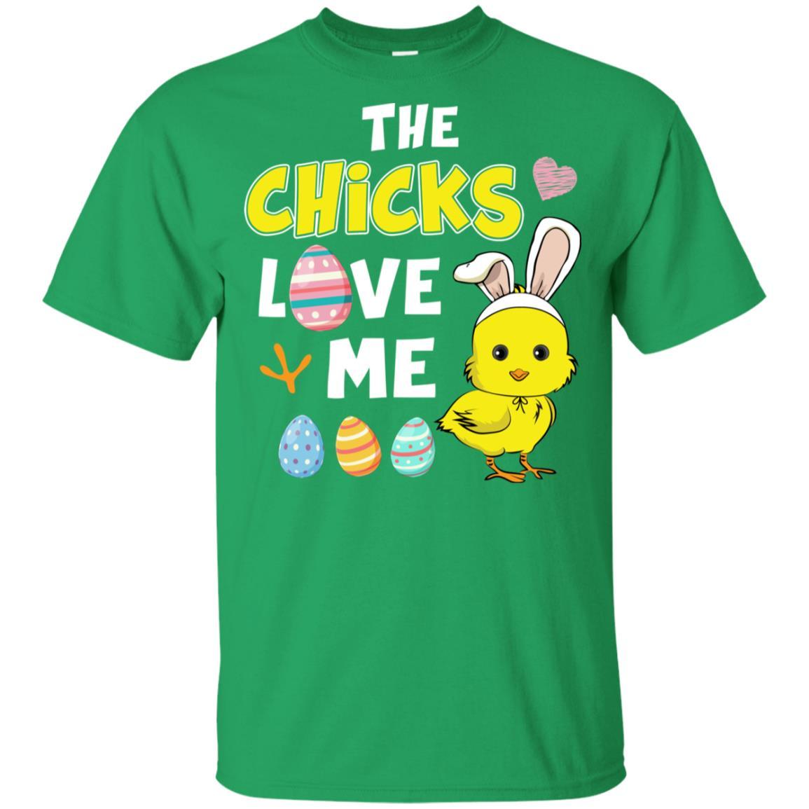 Happy Easter Funny Chick Bunny Ears With Egg Youth-Youth Shirt-Youth T-Shirt-Irish Green