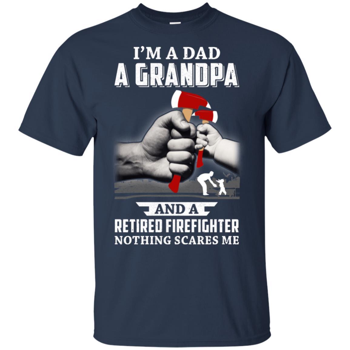Im A Dad Grandpa Retired Firefighter Gifts Fathers Day-T-Shirt & Hoodie-Classic T-Shirt-Navy