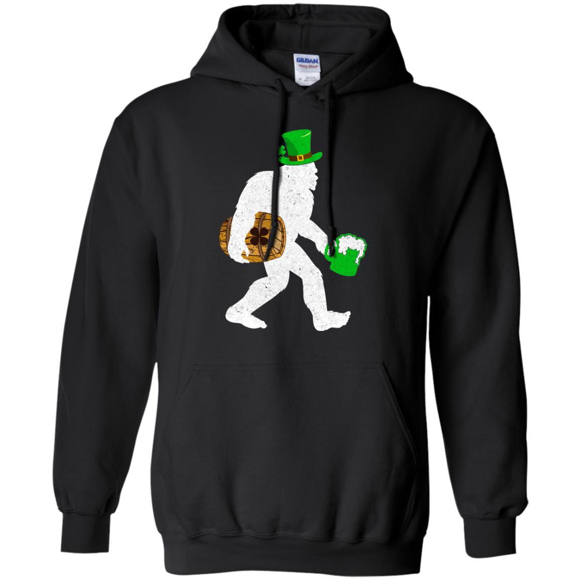 Shamrock Irish Drunk Bigfoot St Patrick's Day-T-Shirt & Hoodie-Pullover Hoodie-Black