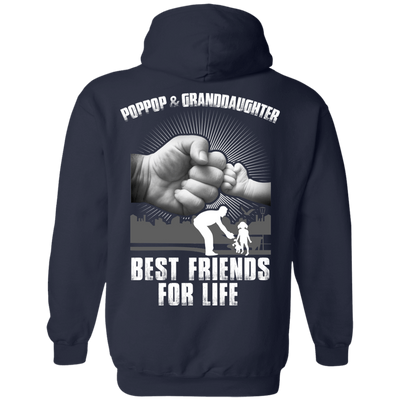 PopPop And Granddaughter Best Friends For Life-T-Shirt & Hoodie-Pullover Hoodie-Navy