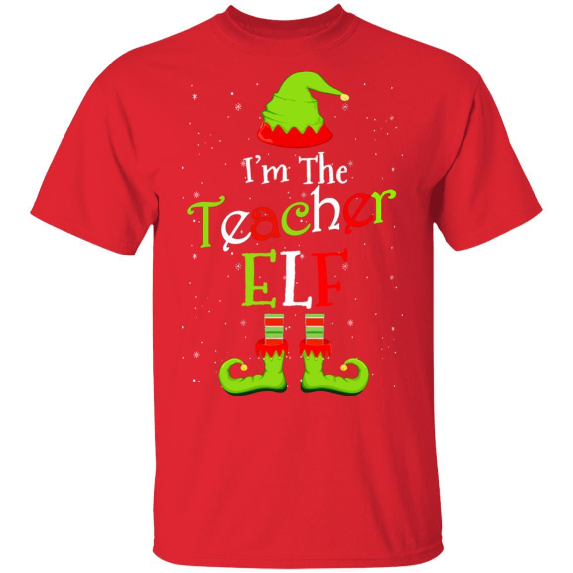 I'm The Teacher Elf Family Matching Funny Christmas Group Gift-T-Shirt & Sweatshirt-Classic T-Shirt-Red