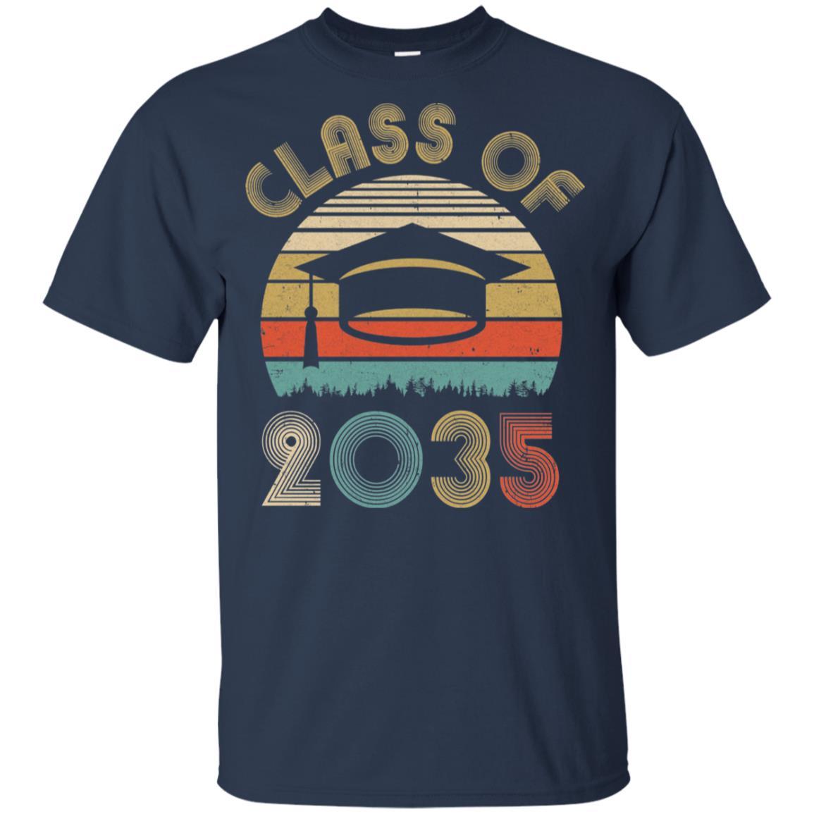 Class Of 2035 Grow With Me Graduation First Day Of School Youth-Youth Shirt-Youth T-Shirt-Navy