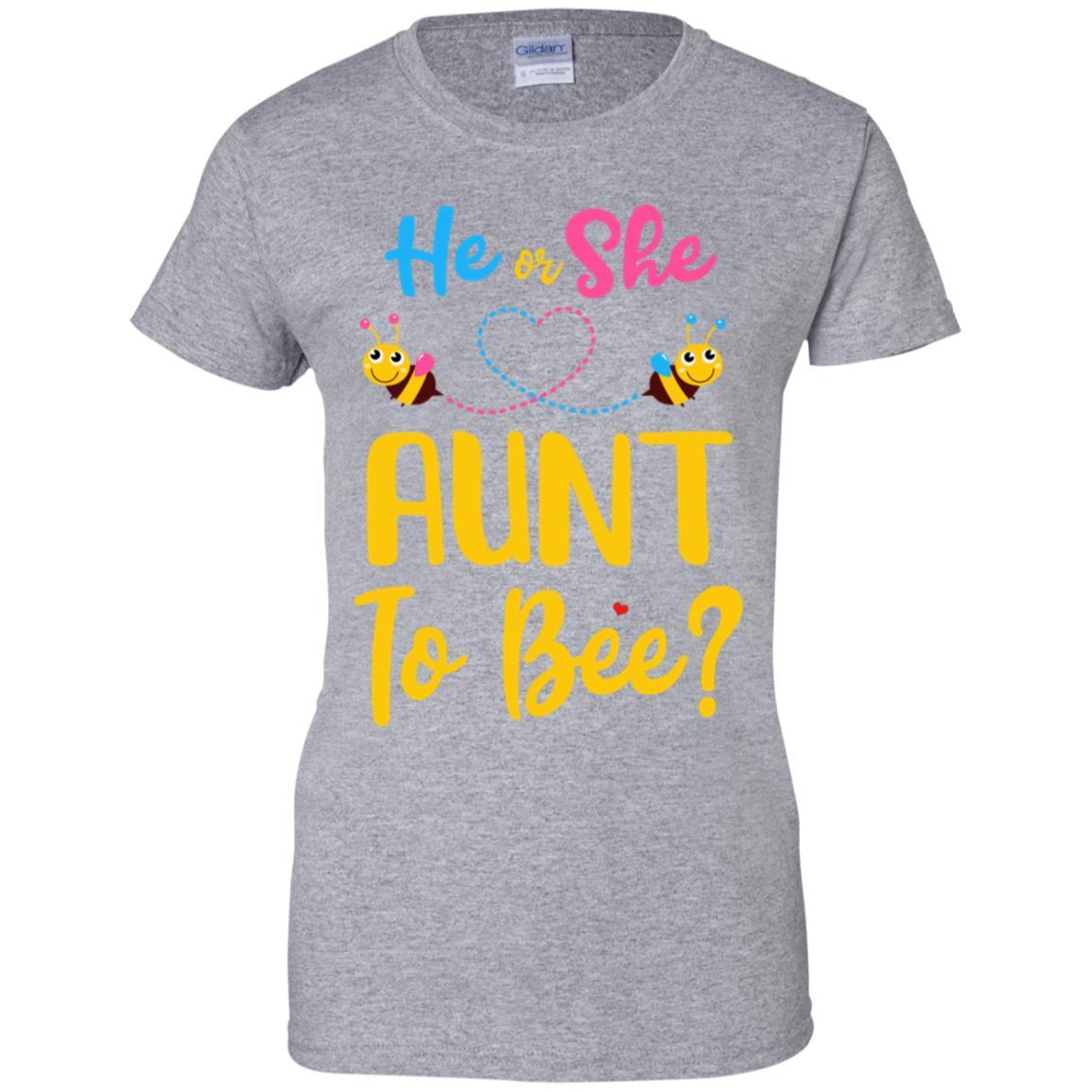 Gender Reveal Pink Or Blue What Will It Bee He Or She Aunt-T-Shirt & Hoodie-Women's T-Shirt-Sport Grey