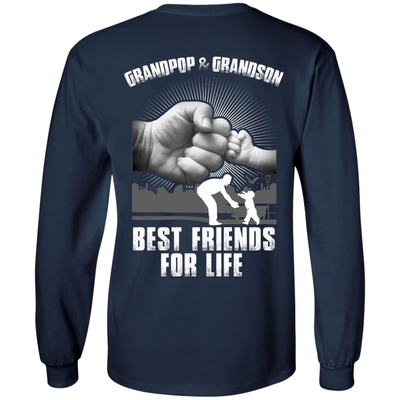 Grandpop And Grandson Best Friends For Life-T-Shirt & Hoodie-Long Sleeve T-Shirt-Navy