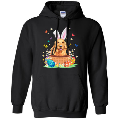 Golden Retriever Bunny Hat Rabbit Easter Eggs-T-Shirt & Hoodie-Pullover Hoodie-Black