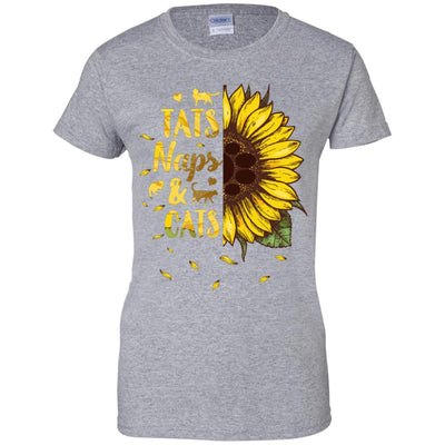 Sunflower Tats Naps And Cats Funny Cat Lover Gift-T-Shirt & Tank Top-Women's T-Shirt-Sport Grey