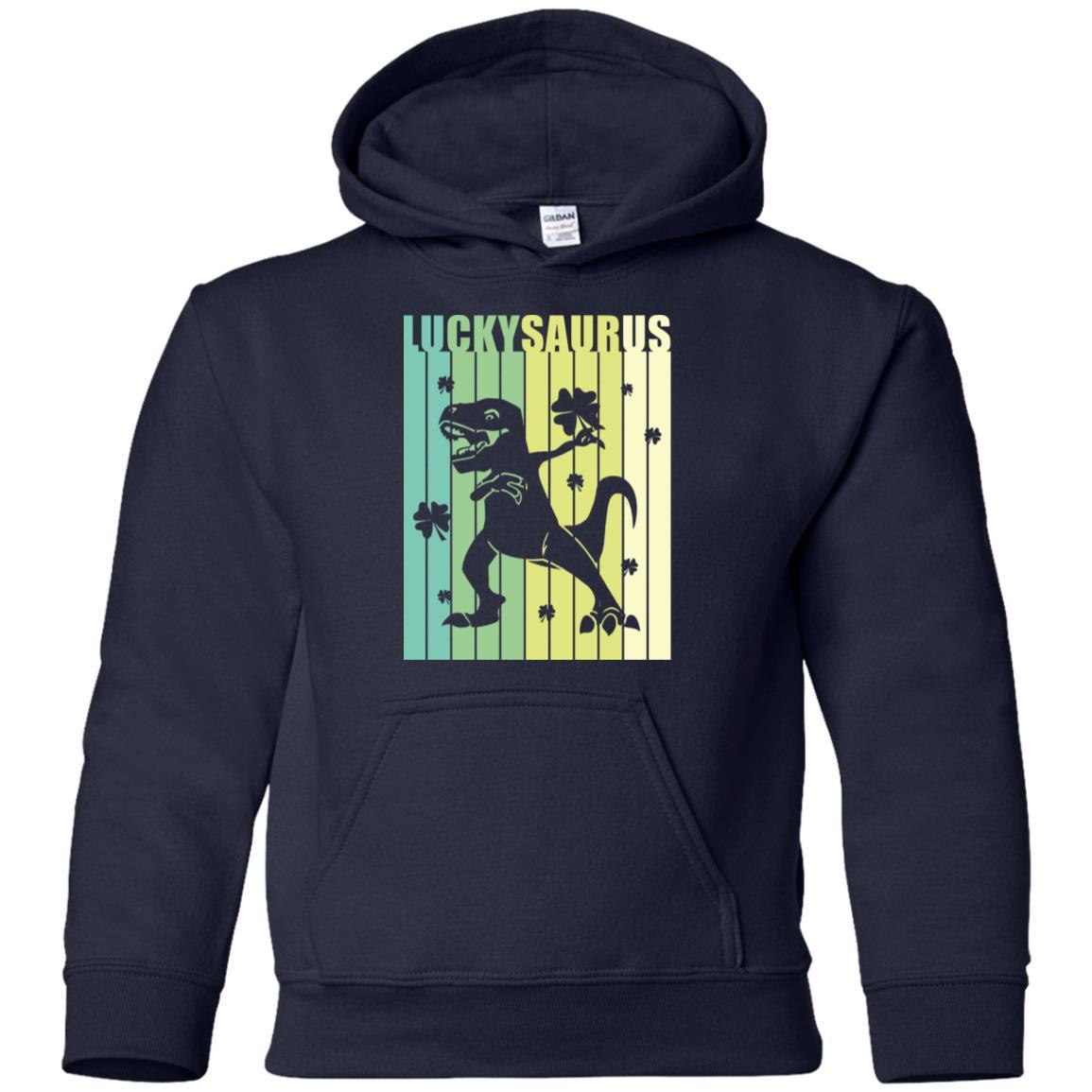 Happy St Pat Rex Day Dinosaur T-Rex Kids Patricks Day Youth-Youth Shirt-Youth Pullover Hoodie-Navy