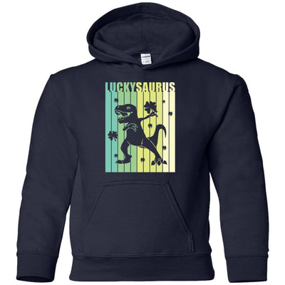 Happy St Pat Rex Day Dinosaur T-Rex Kids Patricks Day Youth-Youth Shirt-Youth Pullover Hoodie-Navy