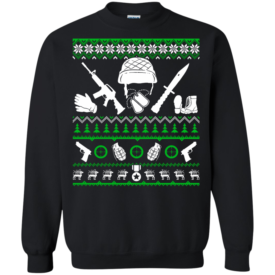 Veteran Christmas Sweater-T-Shirt & Hoodie-Crewneck Sweatshirt-Black