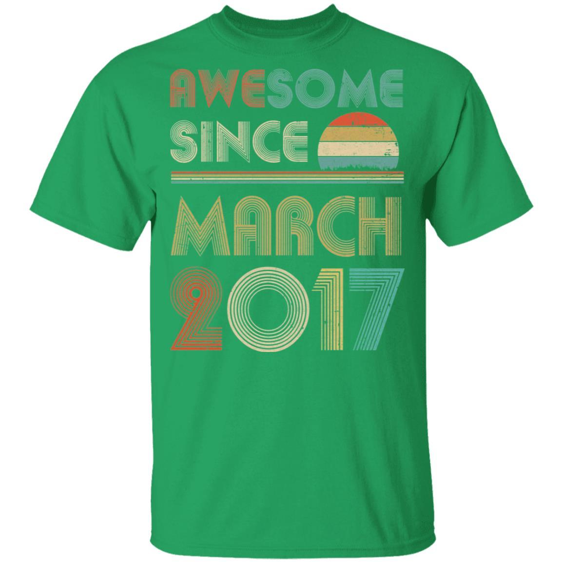 Awesome Since March 2017 Vintage 4th Birthday Gifts Youth-Youth Shirt-Youth T-Shirt-Irish Green