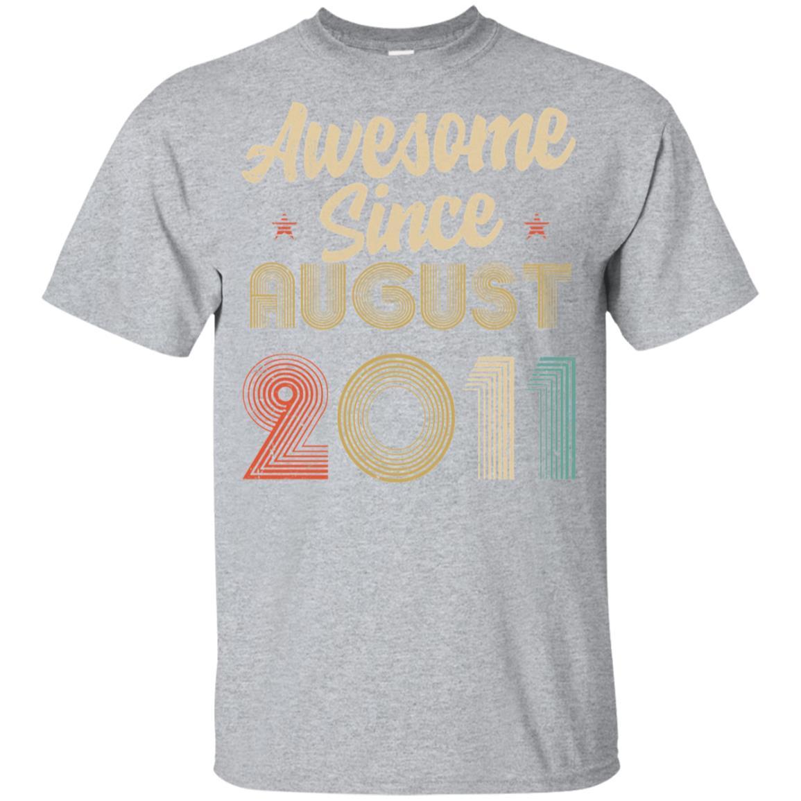Awesome Since August 2011 Vintage 10th Birthday Gifts Youth-Youth Shirt-Youth T-Shirt-Sport Grey