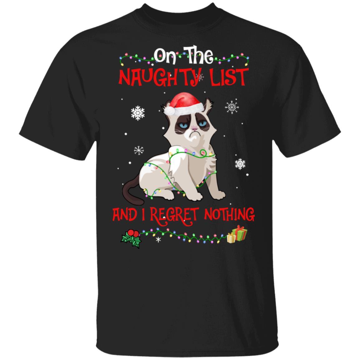 On The Naughty List I Regret Nothing Cat Christmas Gift-T-Shirt & Sweatshirt-Classic T-Shirt-Black