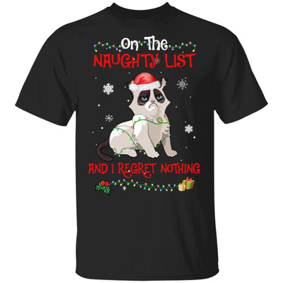 On The Naughty List I Regret Nothing Cat Christmas Gift-T-Shirt & Sweatshirt-Classic T-Shirt-Black