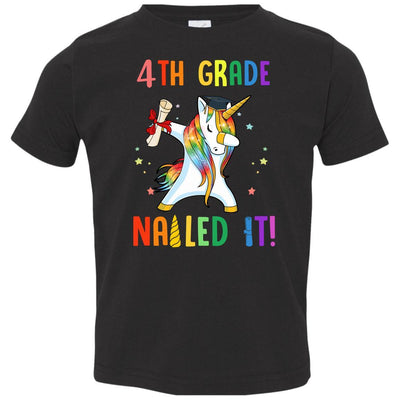 Dabbing 4th Grade Unicorn Nailed It Graduation Class Of 2021 Youth-Youth Shirt-Toddler T-Shirt-Black