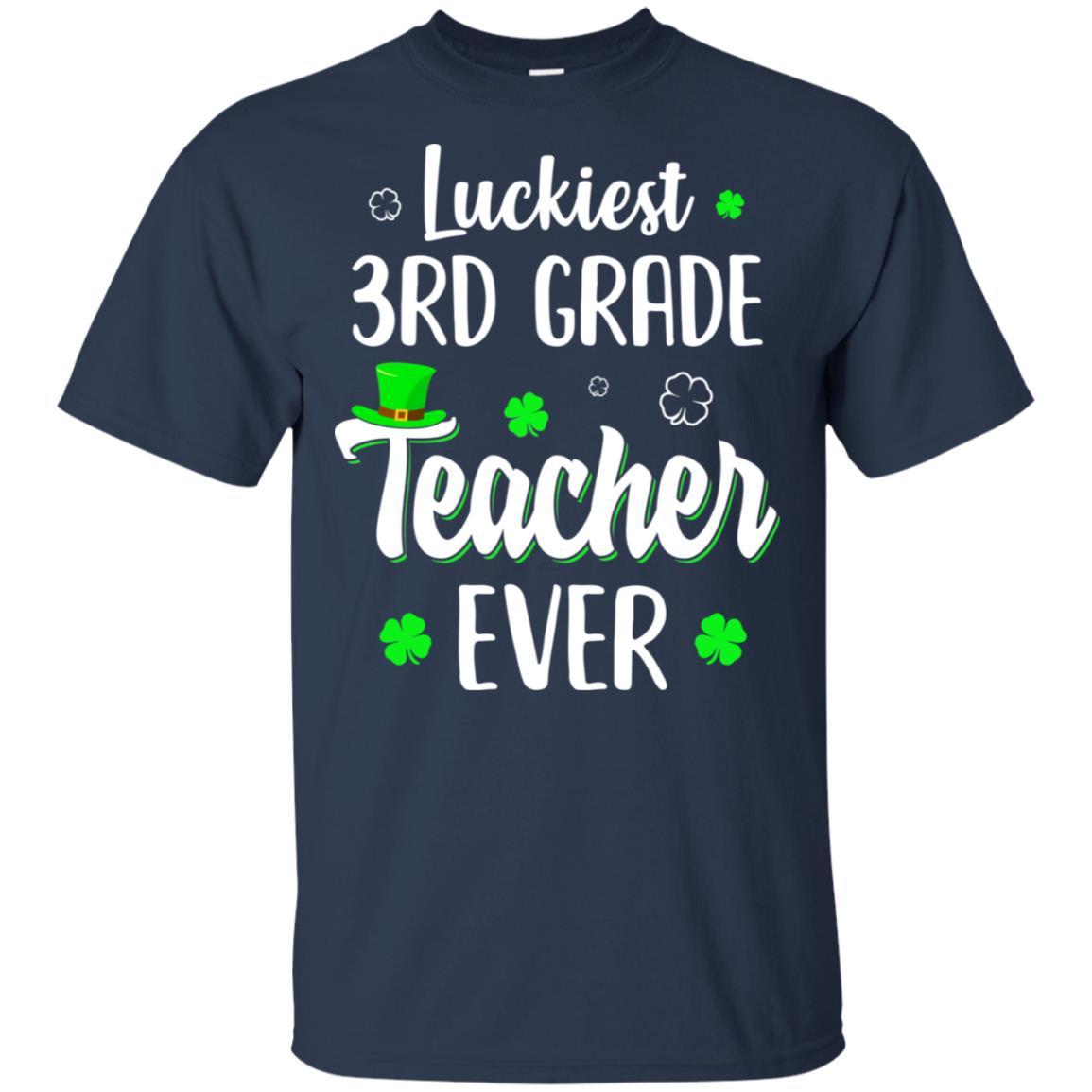 Luckiest 3rd Grade Teacher Ever Irish St Patricks Day-T-Shirt & Hoodie-Classic T-Shirt-Navy