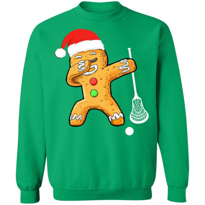 Dabbing Gingerbread Santa Lacrosse Christmas Pajama Gifts-T-Shirt & Sweatshirt-Crewneck Sweatshirt-Irish Green