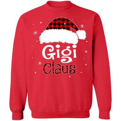 Santa Gigi Claus Red Plaid Family Pajamas Christmas Gift-T-Shirt & Sweatshirt-Crewneck Sweatshirt-Red