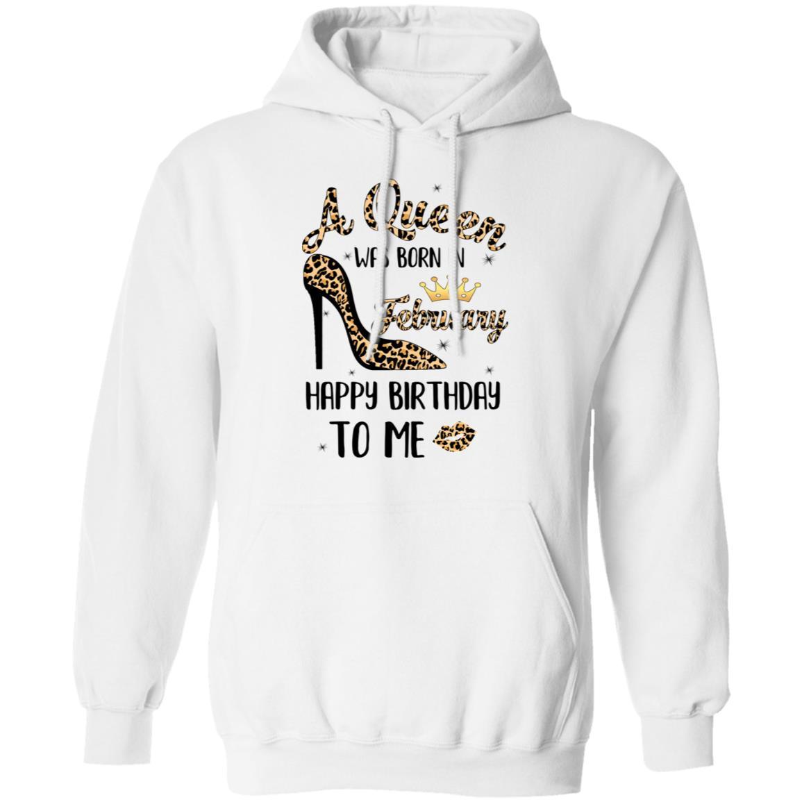 Born In February Girl Leopard High Heels Birthday Women Gift-T-Shirt & Tank Top-Pullover Hoodie-White