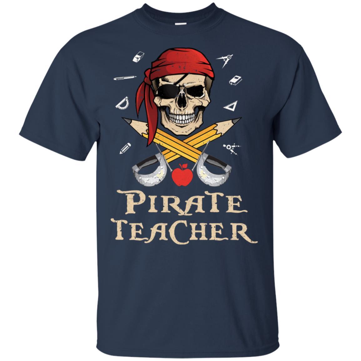 Funny Pirate Teacher Halloween Skull Adult Gift-T-Shirt & Hoodie-Classic T-Shirt-Navy