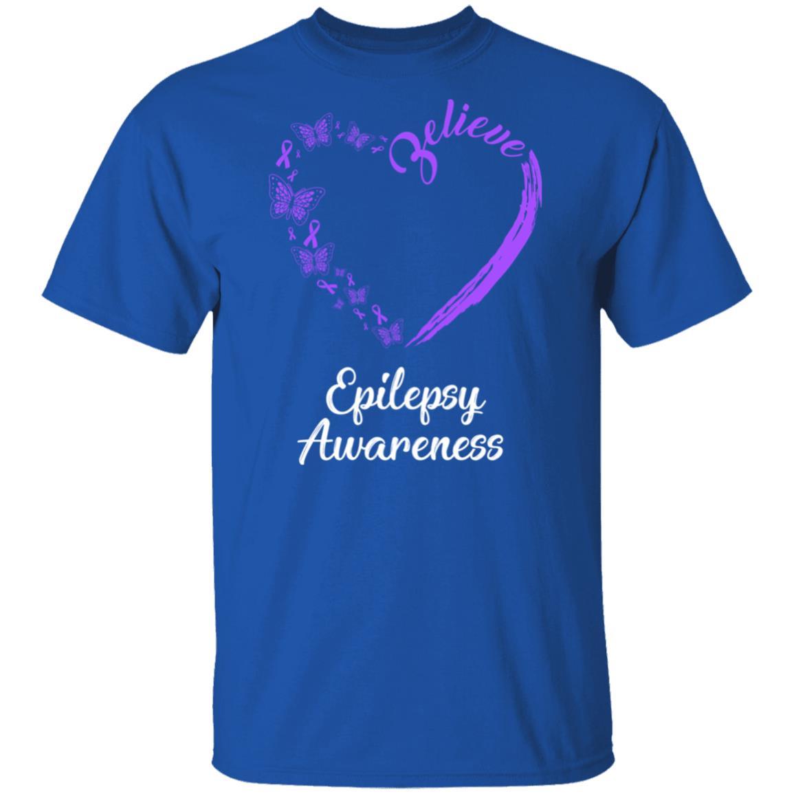 Butterfly Believe Epilepsy Awareness Ribbon Gifts-T-Shirt & Hoodie-Classic T-Shirt-Royal