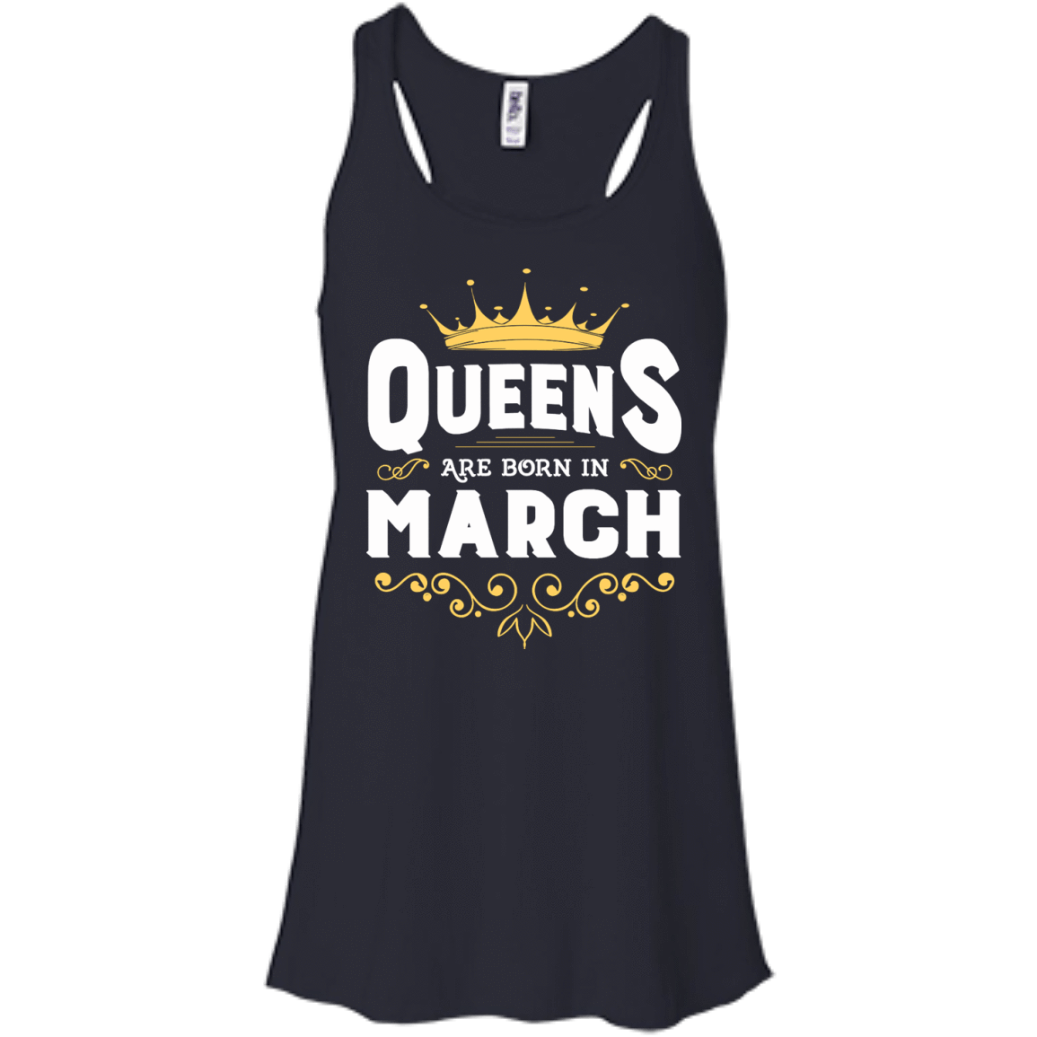 Queens Are Born In March-T-Shirt & Hoodie-Women's Flowy Racerback Tank-Midnight