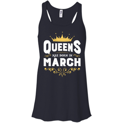 Queens Are Born In March-T-Shirt & Hoodie-Women's Flowy Racerback Tank-Midnight