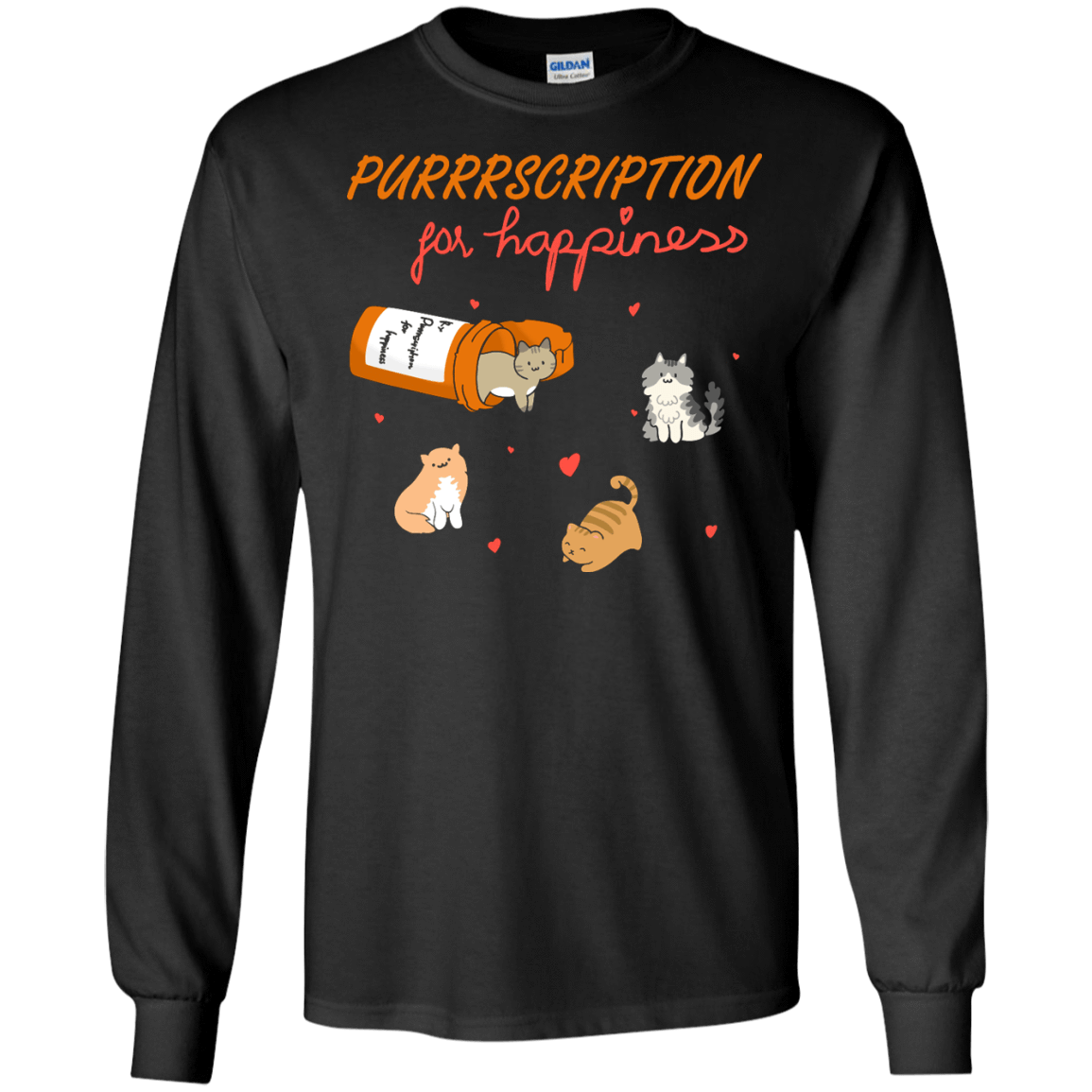 Purrrscription For Happiness-T-Shirt & Hoodie-Long Sleeve T-Shirt-Black