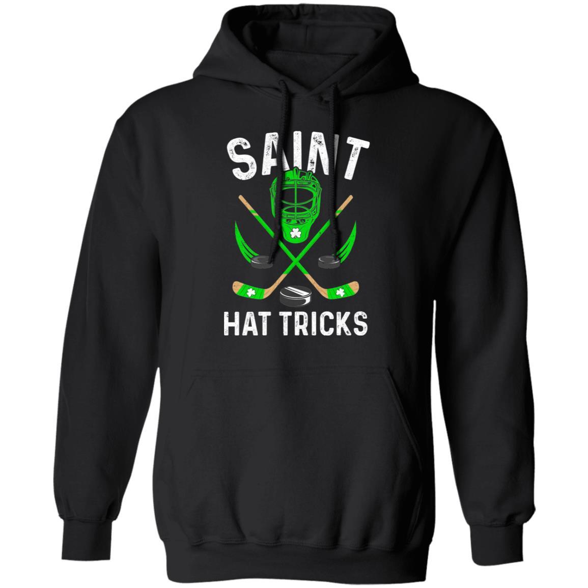 Saint Hat Tricks Leprechaun Lover Hockey St. Patrick's Day-T-Shirt & Hoodie-Pullover Hoodie-Black