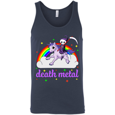 Rainbow Death Metal Rocker Unicorn-T-Shirt & Hoodie-Unisex Tank-Navy