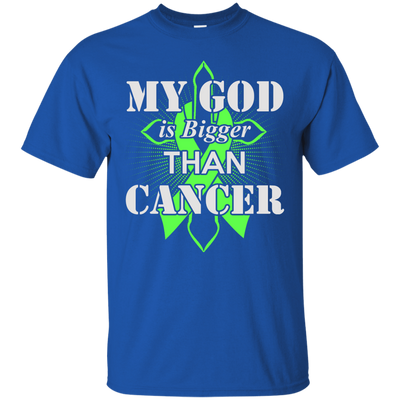 My God Is Bigger Than Cancer Green Awareness Ribbon-T-Shirt & Hoodie-Classic T-Shirt-Royal