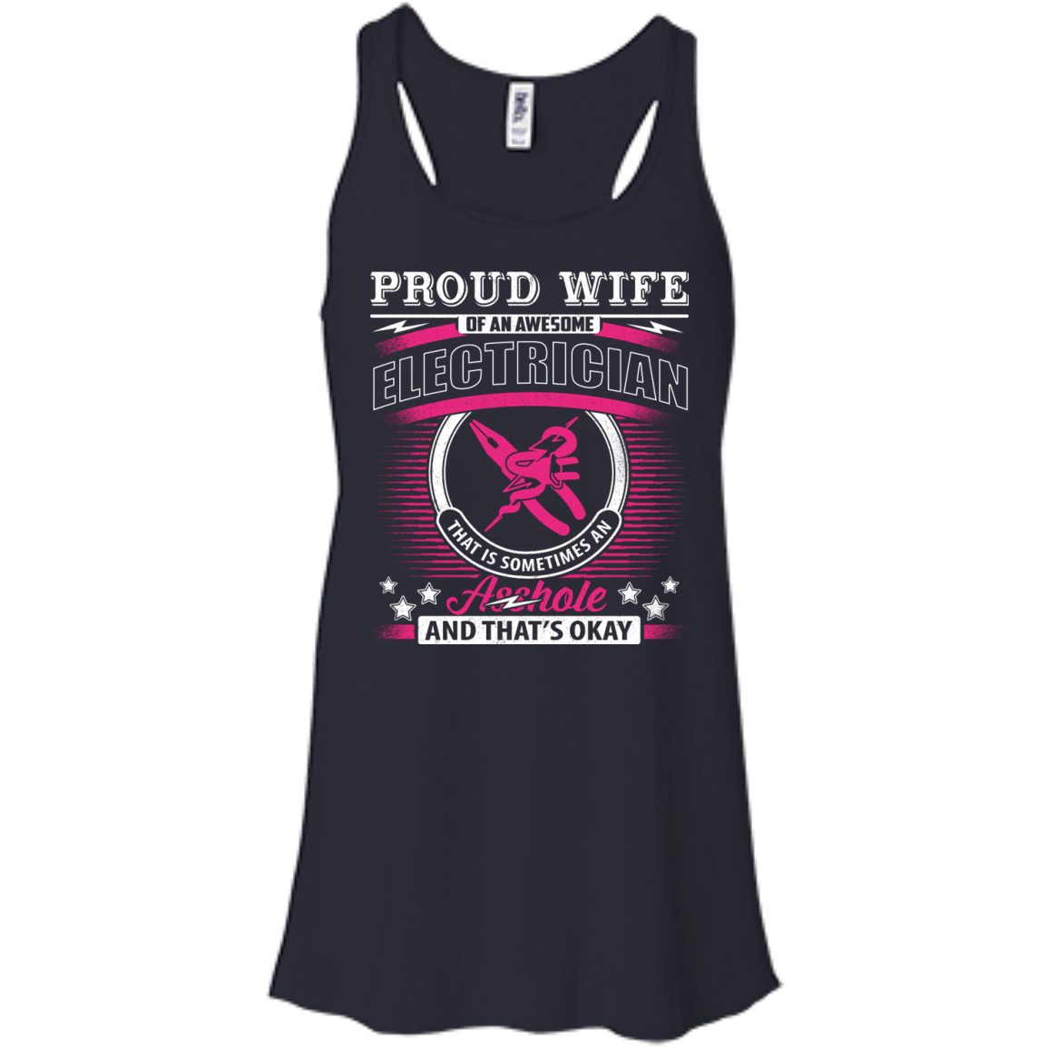 Proud Wife Of An Awesome Electrician-T-Shirt & Hoodie-Women's Flowy Racerback Tank-Midnight