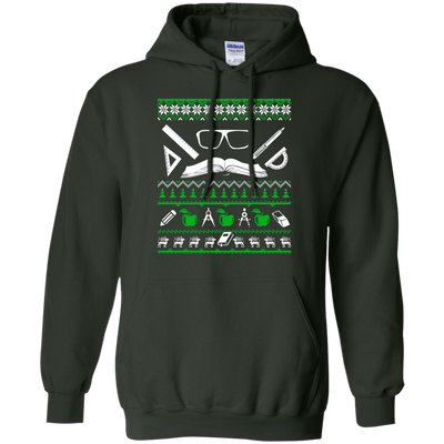 Teacher Christmas Sweater-T-Shirt & Hoodie-Pullover Hoodie-Forest Green